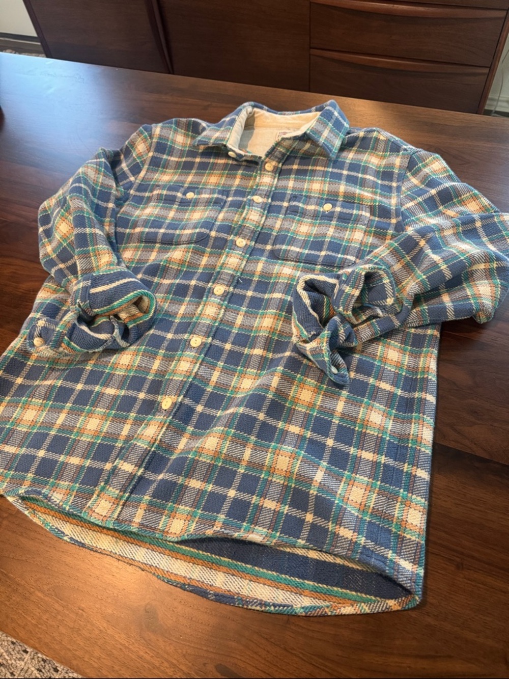 Faherty Blue Plaid Button-Down Shirt